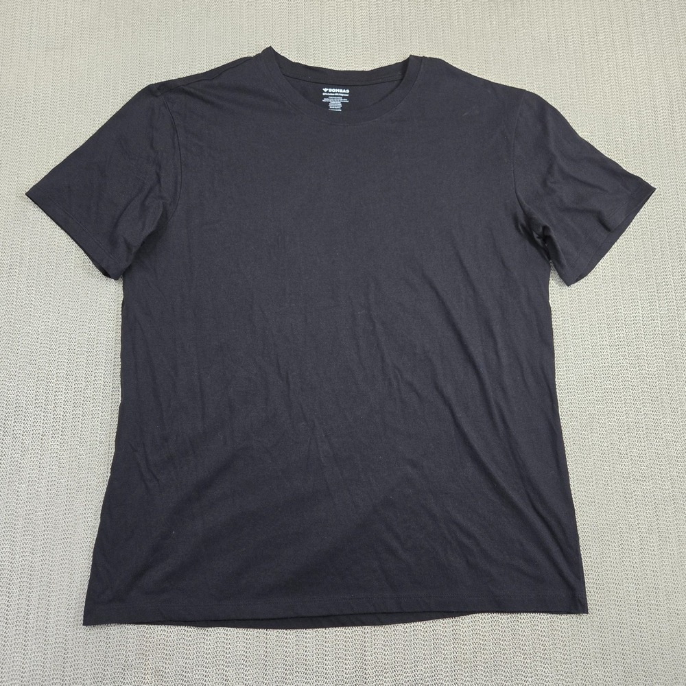 Bombas Shirt Mens Large Black Blank Crewneck Cotton Blend Solid Casual Tee